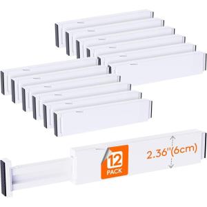 Lifewit 5 Pack Clothes Drawer Dividers 2.36″ High, 11″-17″ Adjustable Drawer Organizer for Clothing/Makeup, Plastic Expandable Separators in Kitchen/Dresser/Bathroom/Office Organization & Storage(12)