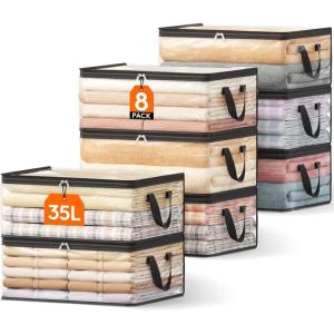 Lifewit 6 Pack Clear Clothes Storage Bags, 60L Plastic Blanket Vinyl Foldable Moving Bags with Zipper, Closet Organizers and Storage Containers for Bedding, Duvet, Pillow(8)