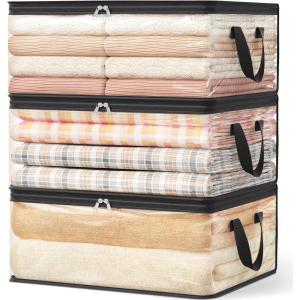 Lifewit 6 Pack Clear Clothes Storage Bags, 60L Plastic Blanket Vinyl Foldable Moving Bags with Zipper, Closet Organizers and Storage Containers for Bedding, Duvet, Pillow(3)