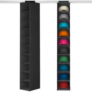 Lifewit Hat Organizer for Baseball Caps, Hat Rack Hanging Storage, Non-Woven Fabric Display Shelf Holds Up to 40 Hats, Cap Holder Hanger for Closet, Bedroom, 10 Compartments, Gray, 1 Pack(Black)