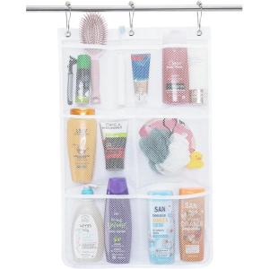 Lifewit Mesh Shower Caddy, 7 Pockets Hanging Shower Organizer with Quick Drying Mesh, Portable Space Saving Bathroom Organizer to Hold Soap, Shampoo and Cruise Ship Essentials, White, 2 Pack(1)