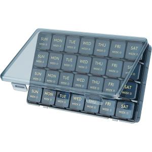 Lifewit Monthly Pill Organizer, 28 Day Pill Box, 4 Weeks One Month Vitamin Cases, Large Compartments Medicine Organizer for Fish Oils, Supplements, 28 Grids, Black(Blue)