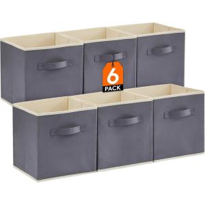 Lifewit Storage Cubes, Foldable Decorative Fabric Storage Baskets for Organizing Home Organizers with Handles for Shelves, Closet, 11 Inch Bins, 18L Gray, 12 Packs(Gray)