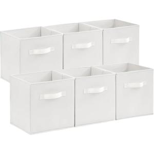 Lifewit Storage Cubes, Foldable Decorative Fabric Storage Baskets for Organizing Home Organizers with Handles for Shelves, Closet, 11 Inch Bins, 18L Gray, 12 Packs(White)