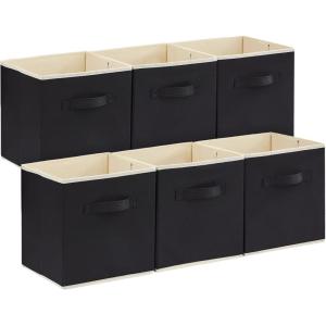 Lifewit Storage Cubes, Foldable Decorative Fabric Storage Baskets for Organizing Home Organizers with Handles for Shelves, Closet, 11 Inch Bins, 18L Gray, 12 Packs(Black)