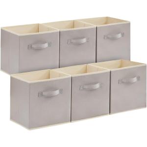 Lifewit Storage Cubes, Foldable Decorative Fabric Storage Baskets for Organizing Home Organizers with Handles for Shelves, Closet, 11 Inch Bins, 18L Gray, 12 Packs(Light Gray)