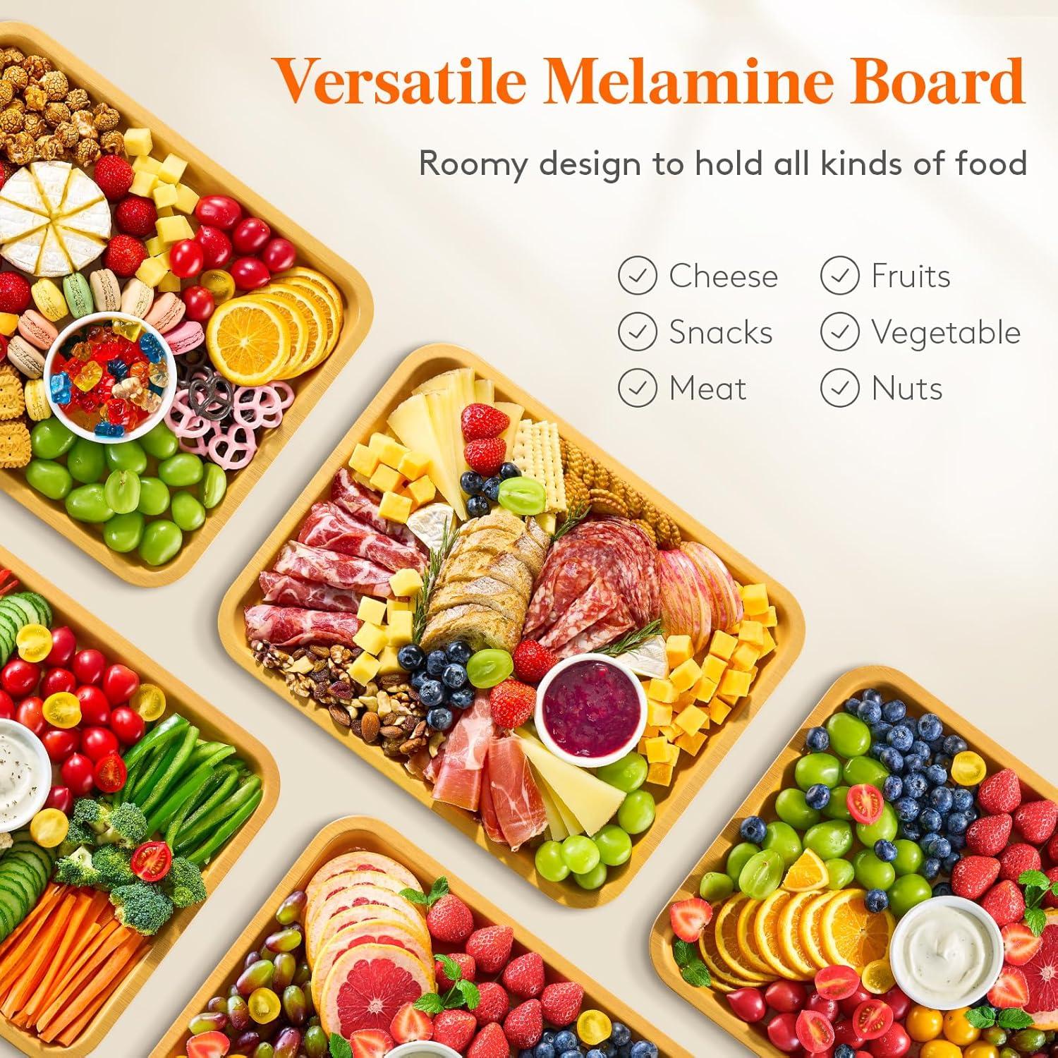 image:imageLifewit 1 Compartment Melamine Charcuterie Board 11 x 14 Inch Portable Cheese Board with Plastic Lockable Clear Lid Travel Charcuterie Board Serving Platter with Cover for Snacks Fruit Appetizers1 Compartment