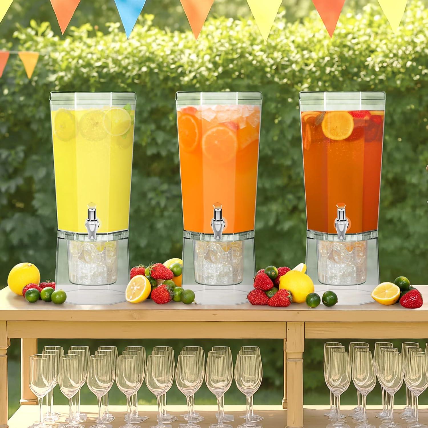 image:imageLifewit 1 Gallon 128 OZ Drink Dispensers for Parties 2 Pcs 4L Plastic Beverage Containers with Stand for JuiceTeaSodaWater Clear Ice Lemonade Dispensers with Lid amp Leakproof Spigot