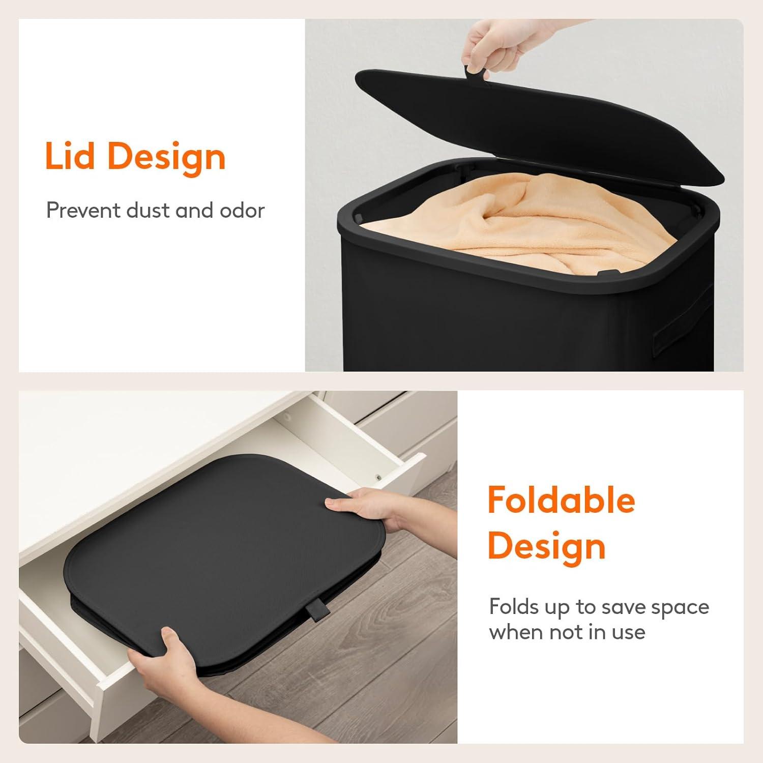 image:imageLifewit 165L Laundry Basket with Lid Large Laundry Hamper with Plastic Handles and Removable Bag Foldable Tall Dirty Clothes Hampers for Laundry for Laundry Room Bedroom Bathroom Dorm BeigeBlack