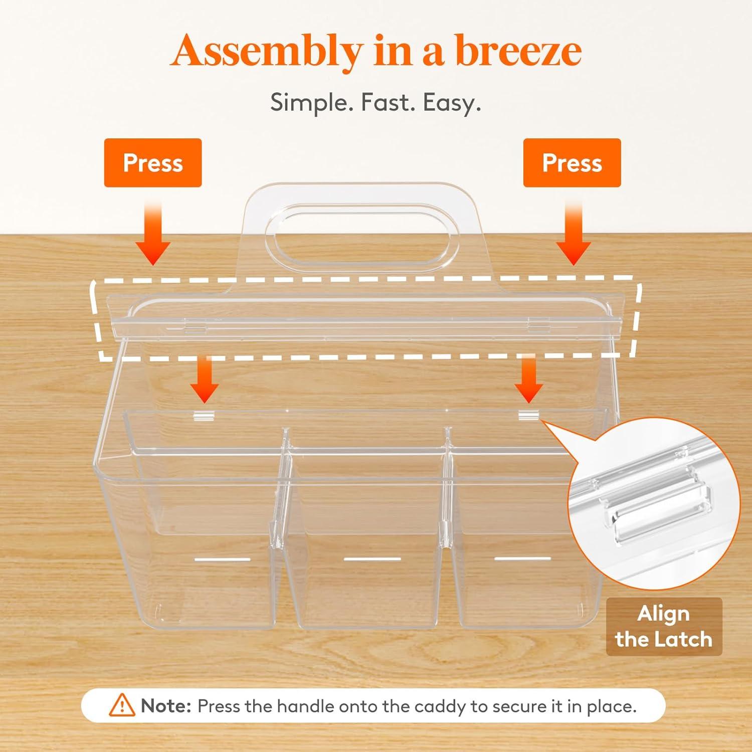 image:imageLifewit 2Pack Plastic Divided Caddy Organizer with Handle Portable Art Supply Storage Organizer for Craft Supplies Cosmetics Holds Pencil Crayon Brushes Hair Product Dorm Shower Caddy ClearClear