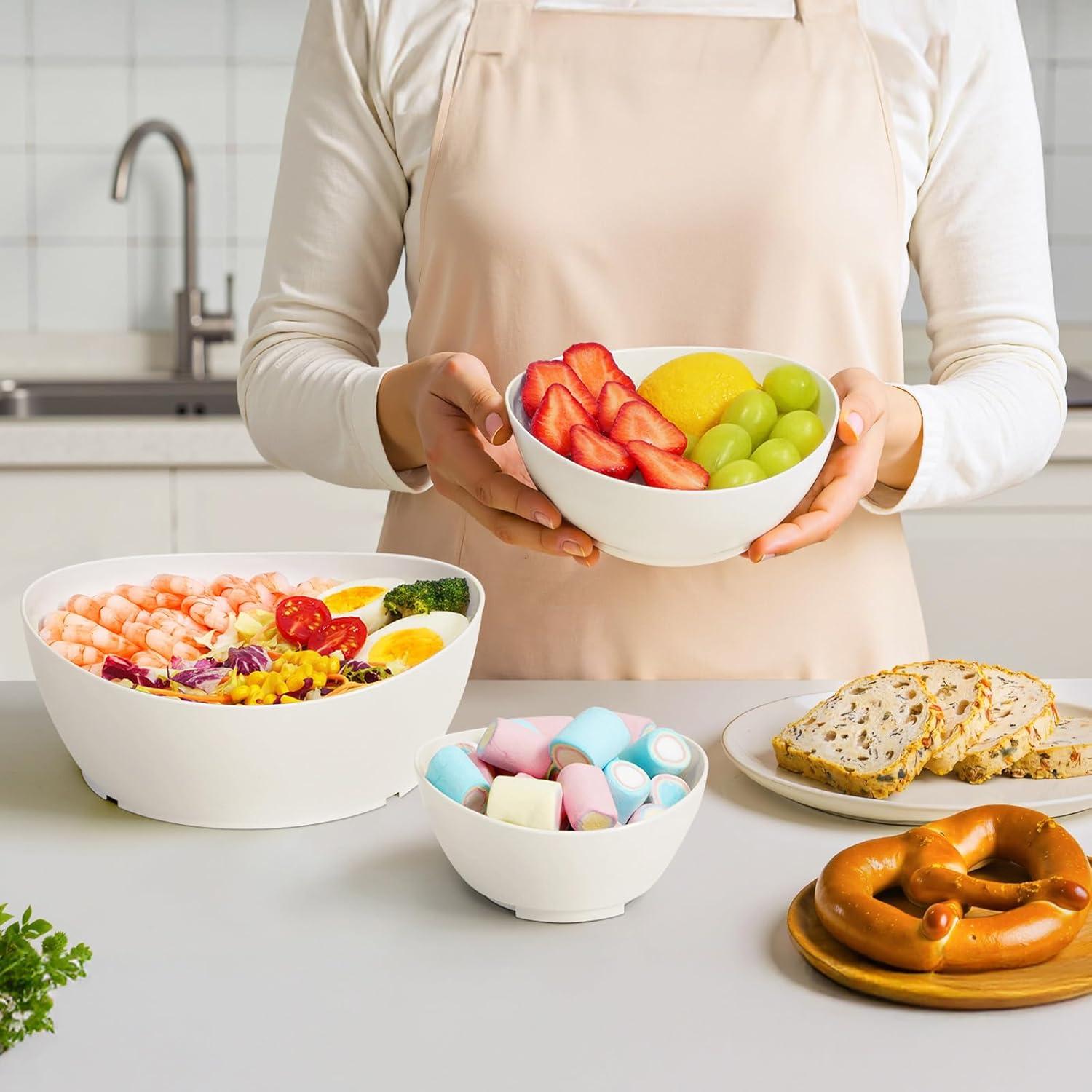 image:imageLifewit 3 Tier Plastic Serving Bowls with Metal Stand Chips and Dip Serving Tray Set for Entertaining Party CrackProof Serving Platters for FruitSaladSnackDessert AppetizerCandy GoldGold
