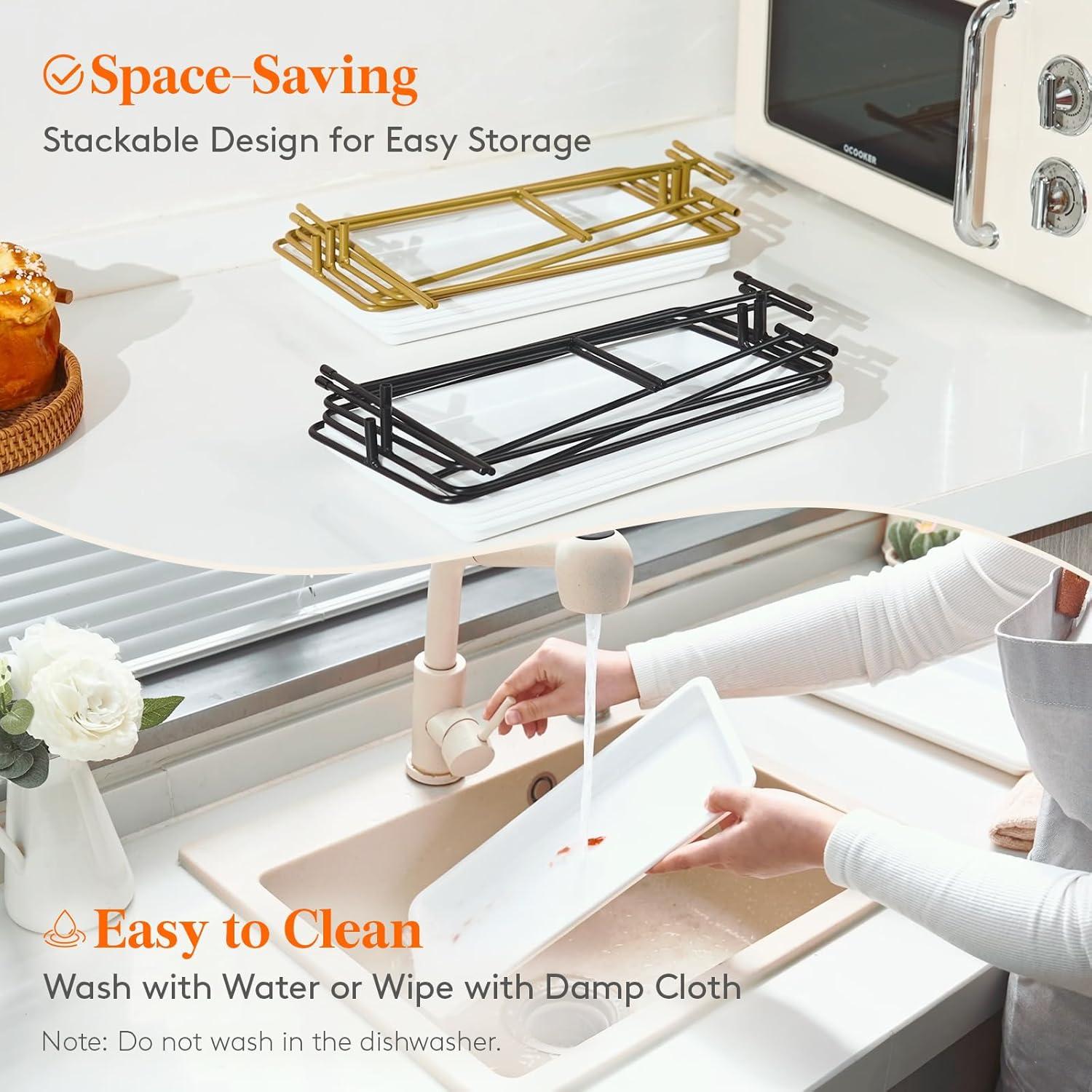 image:imageLifewit 3 Tier Serving Tray for Party 12 x 65 Plastic Tiered Food Serving Platters White Rotatable Tiered Tray Stand with Gold Collapsible Metal Stand Dessert Table Display Set for Buffet14 x 65