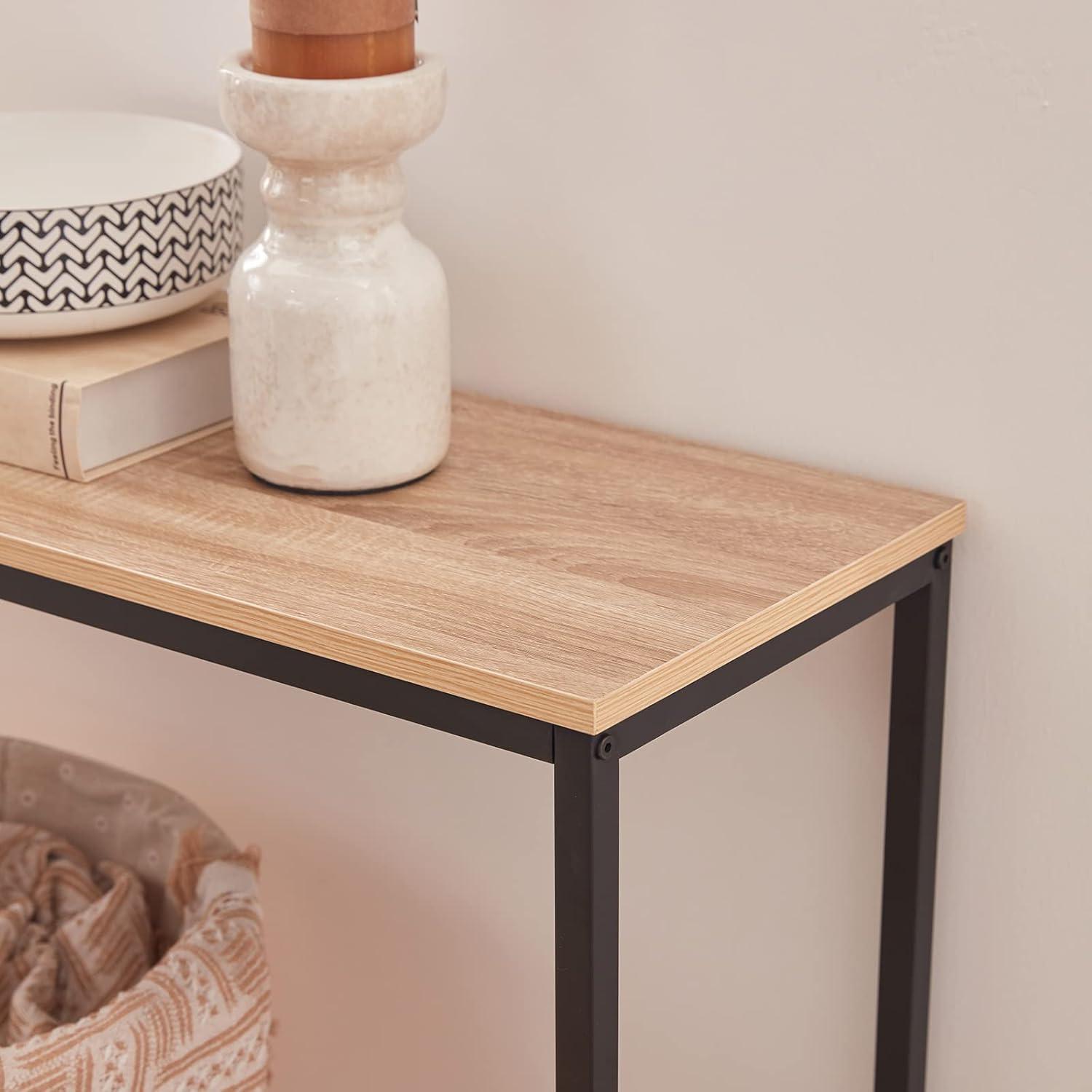 image:imageLifewit 394 Inch Console Table Narrow Sofa Table with Metal Frame for Living Room Industrial Entryway Table for Hallway Entrance Office Corridor Behind Sofa Grey OakLight Oak