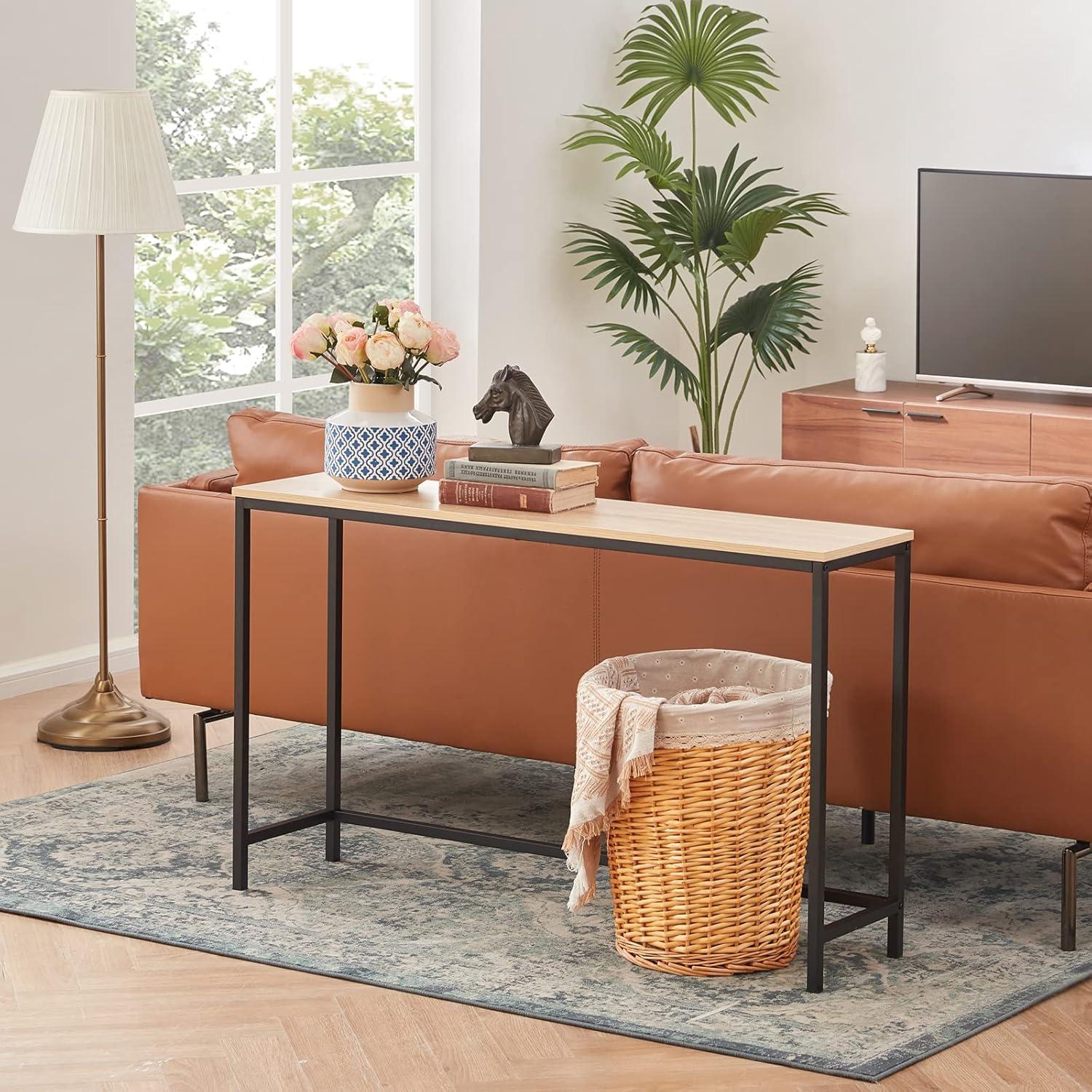 image:imageLifewit 394 Inch Console Table Narrow Sofa Table with Metal Frame for Living Room Industrial Entryway Table for Hallway Entrance Office Corridor Behind Sofa Grey OakLight Oak