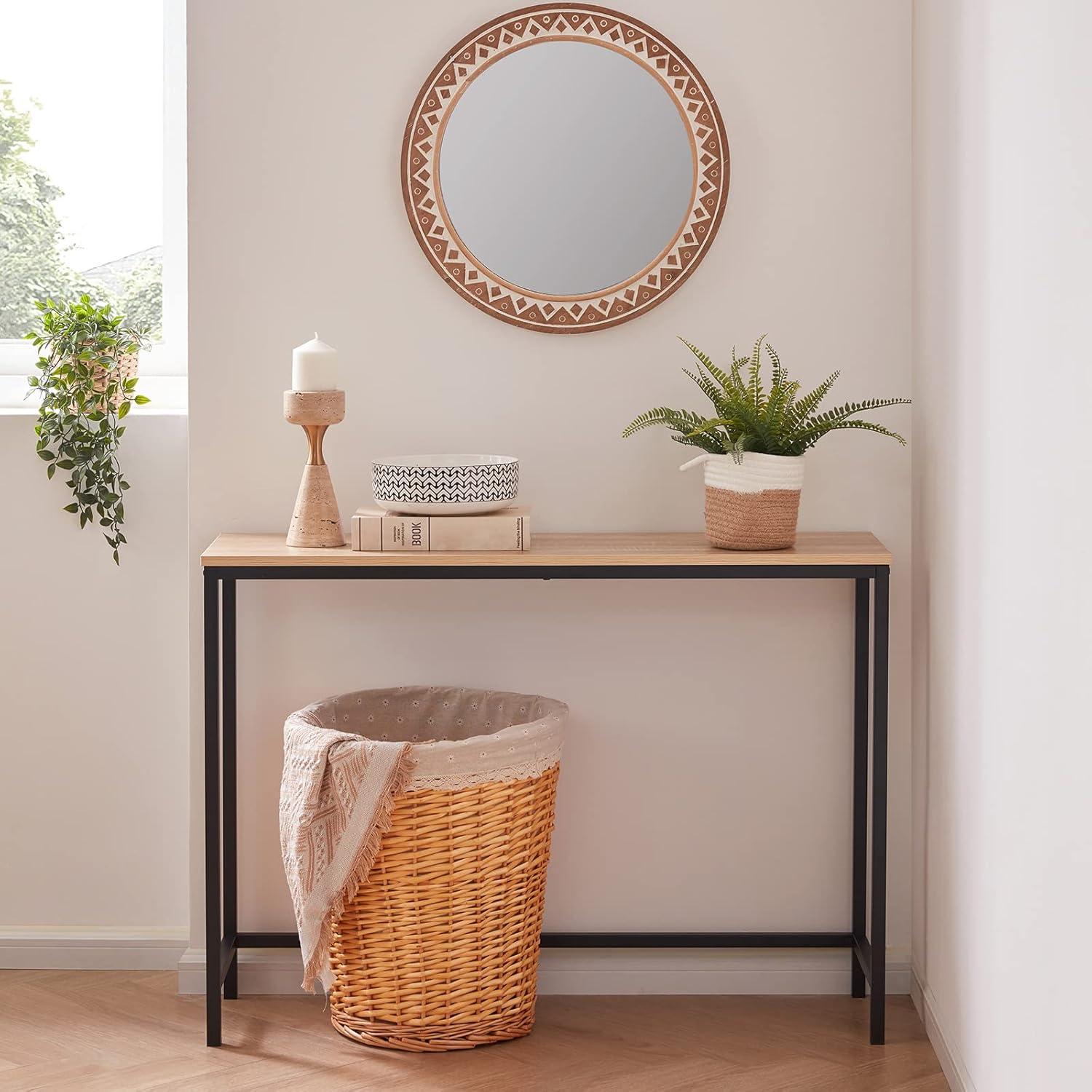 image:imageLifewit 394 Inch Console Table Narrow Sofa Table with Metal Frame for Living Room Industrial Entryway Table for Hallway Entrance Office Corridor Behind Sofa Grey OakLight Oak