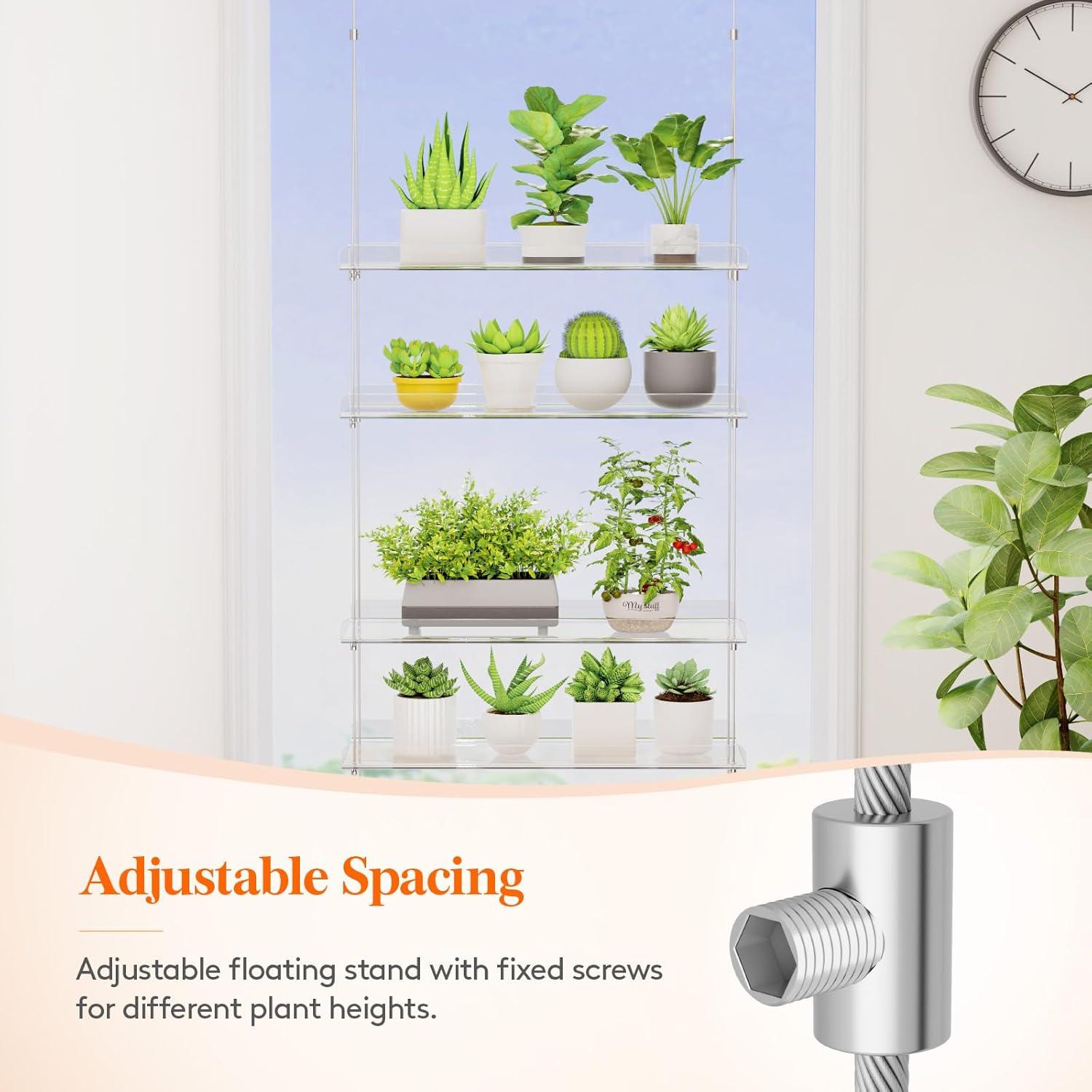 image:imageLifewit 3Tier Window Plant Shelves 15 inch Acrylic Adjustable Hanging Floating Shelf Window Sill Extender for Indoor Succulent Plants Micro Greens Seed Starter Pots Herb Planters1