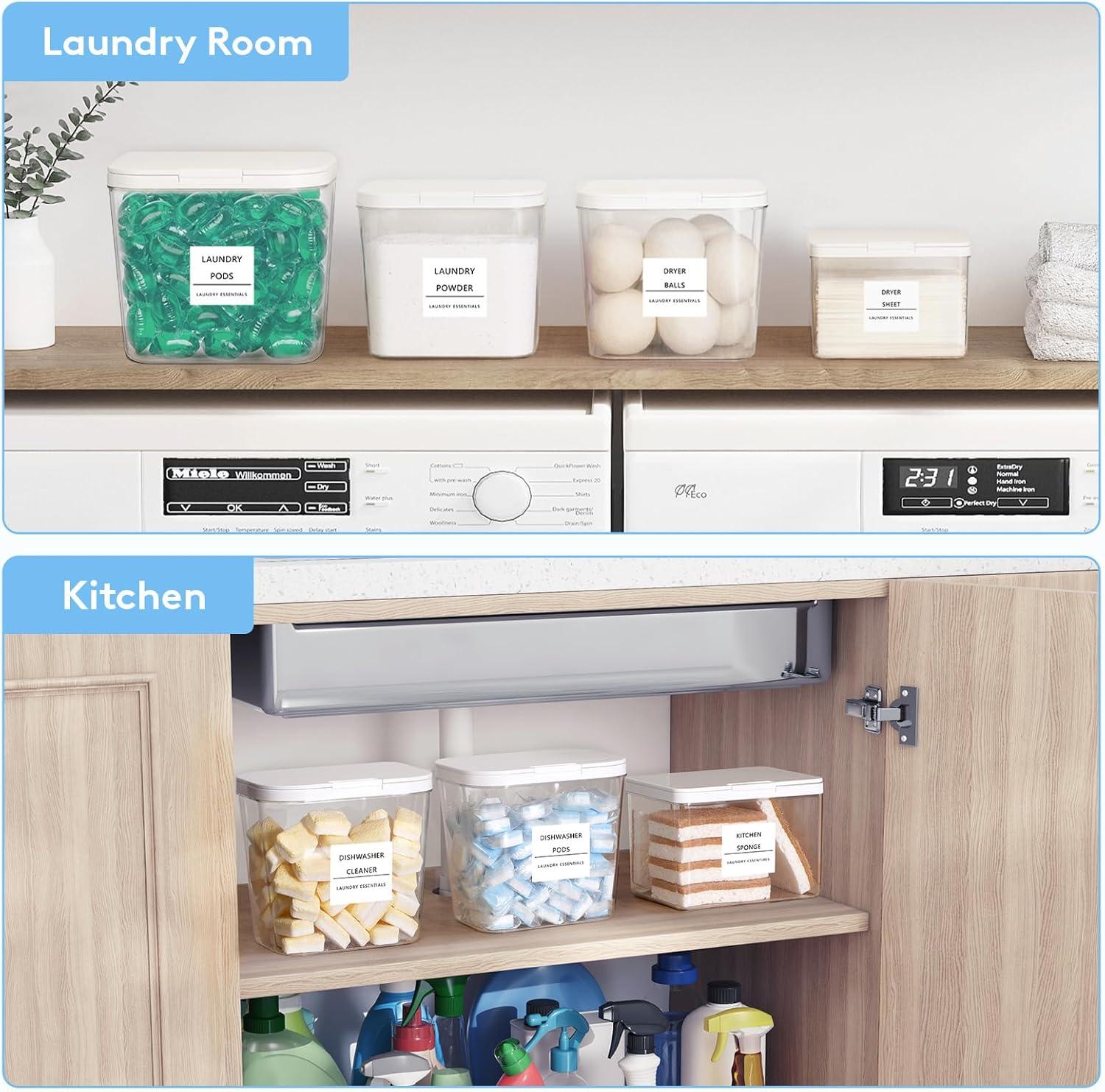 image:imageLifewit 51 Laundry Pods Container amp Dryer Sheet Holder Large Powder Detergent Dispenser Storage Jars Laundry Room Containers for Scent Booster Beads with Pop up Lids Labels and Scoop3