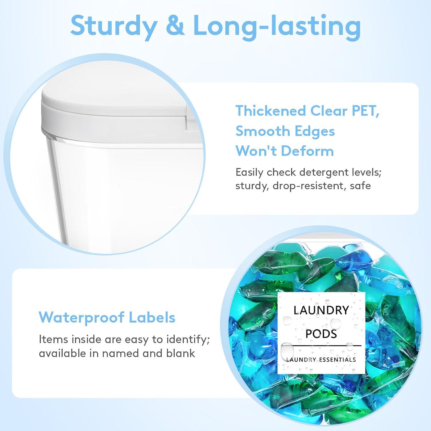 image:imageLifewit 51 Laundry Pods Container amp Dryer Sheet Holder Large Powder Detergent Dispenser Storage Jars Laundry Room Containers for Scent Booster Beads with Pop up Lids Labels and Scoop5