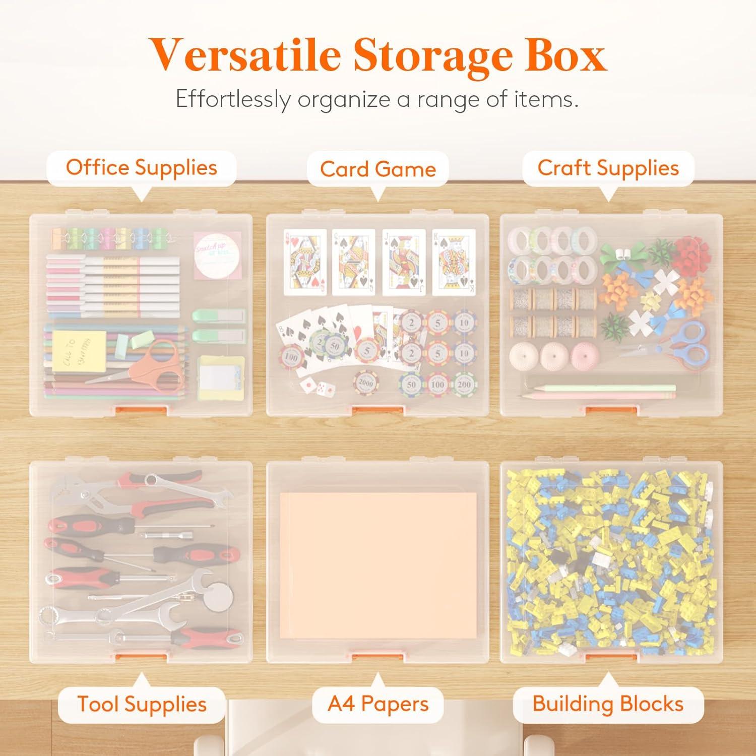 image:imageLifewit 6 Pcs Plastic MultiPurpose Storage Box with Handle Labels 6 Zipper Pouches Translucent A4 85 x 11 Letter Size Paper Storage Storage Containers for Projects Craft File Art Supplies6