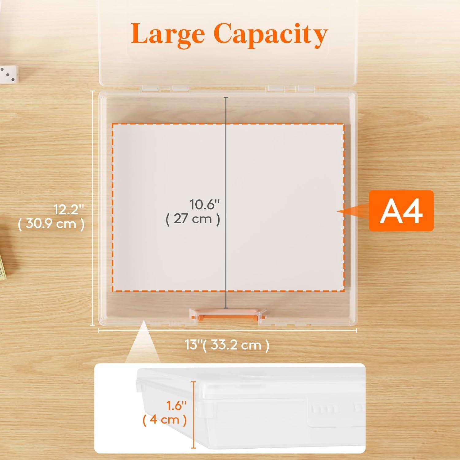 image:imageLifewit 6 Pcs Plastic MultiPurpose Storage Box with Handle Labels 6 Zipper Pouches Translucent A4 85 x 11 Letter Size Paper Storage Storage Containers for Projects Craft File Art Supplies4
