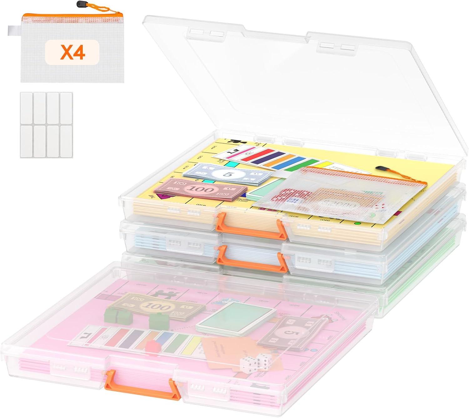 image:imageLifewit 6 Pcs Plastic MultiPurpose Storage Box with Handle Labels 6 Zipper Pouches Translucent A4 85 x 11 Letter Size Paper Storage Storage Containers for Projects Craft File Art Supplies4