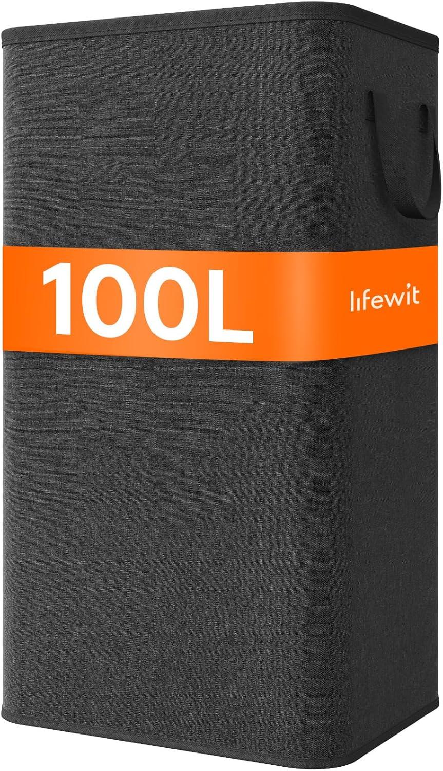 image:imageLifewit 80L Large Tall Laundry Hamper Collapsible Laundry Basket with Handles Foldable Clothes Hampers for Laundry Portable Dirty Clothes Hamper for Dorm College Bedroom Bathroom Light GrayBlack
