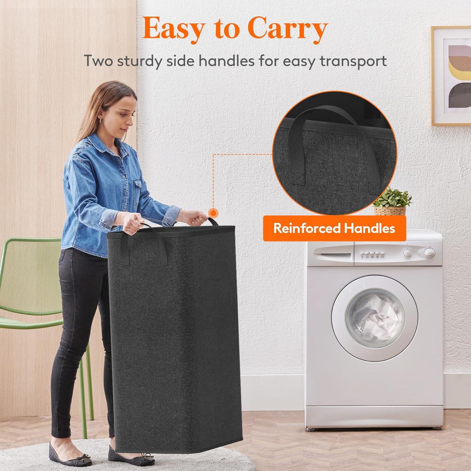image:imageLifewit 80L Large Tall Laundry Hamper Collapsible Laundry Basket with Handles Foldable Clothes Hampers for Laundry Portable Dirty Clothes Hamper for Dorm College Bedroom Bathroom Light GrayBlack