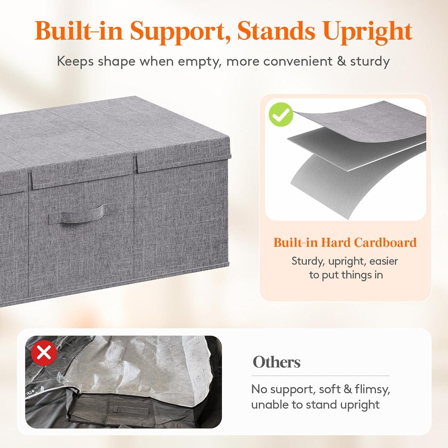 image:imageLifewit 80L Under Bed Storage Containers 98 Inch Tall Underbed Clothes Storage Organizer Bin with Sturdy Sidewalls Bottom 3 Lids Deep Storage Drawer for Clothes Shoes Blankets Pillows 2 Pack2