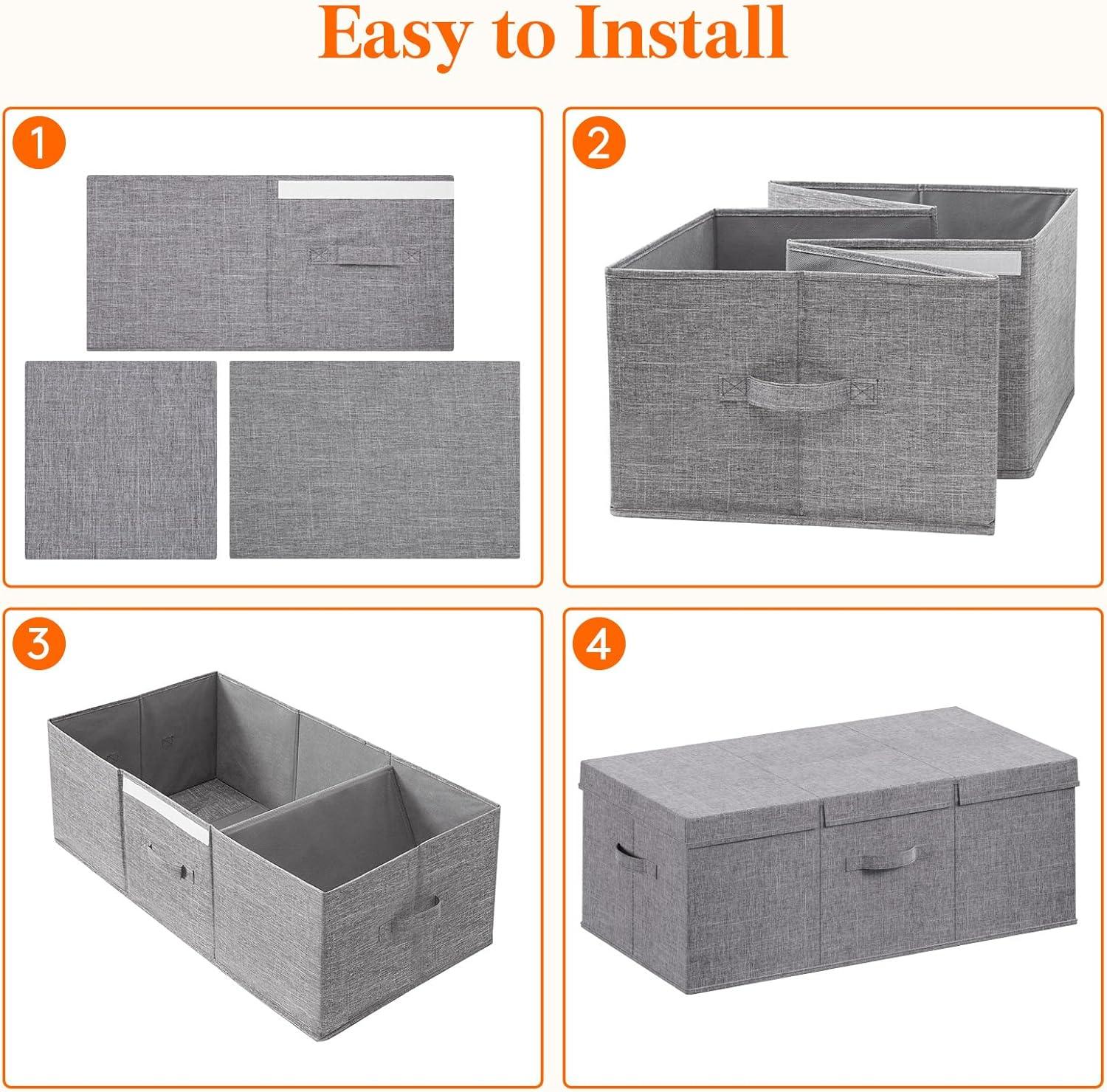image:imageLifewit 80L Under Bed Storage Containers 98 Inch Tall Underbed Clothes Storage Organizer Bin with Sturdy Sidewalls Bottom 3 Lids Deep Storage Drawer for Clothes Shoes Blankets Pillows 2 Pack2