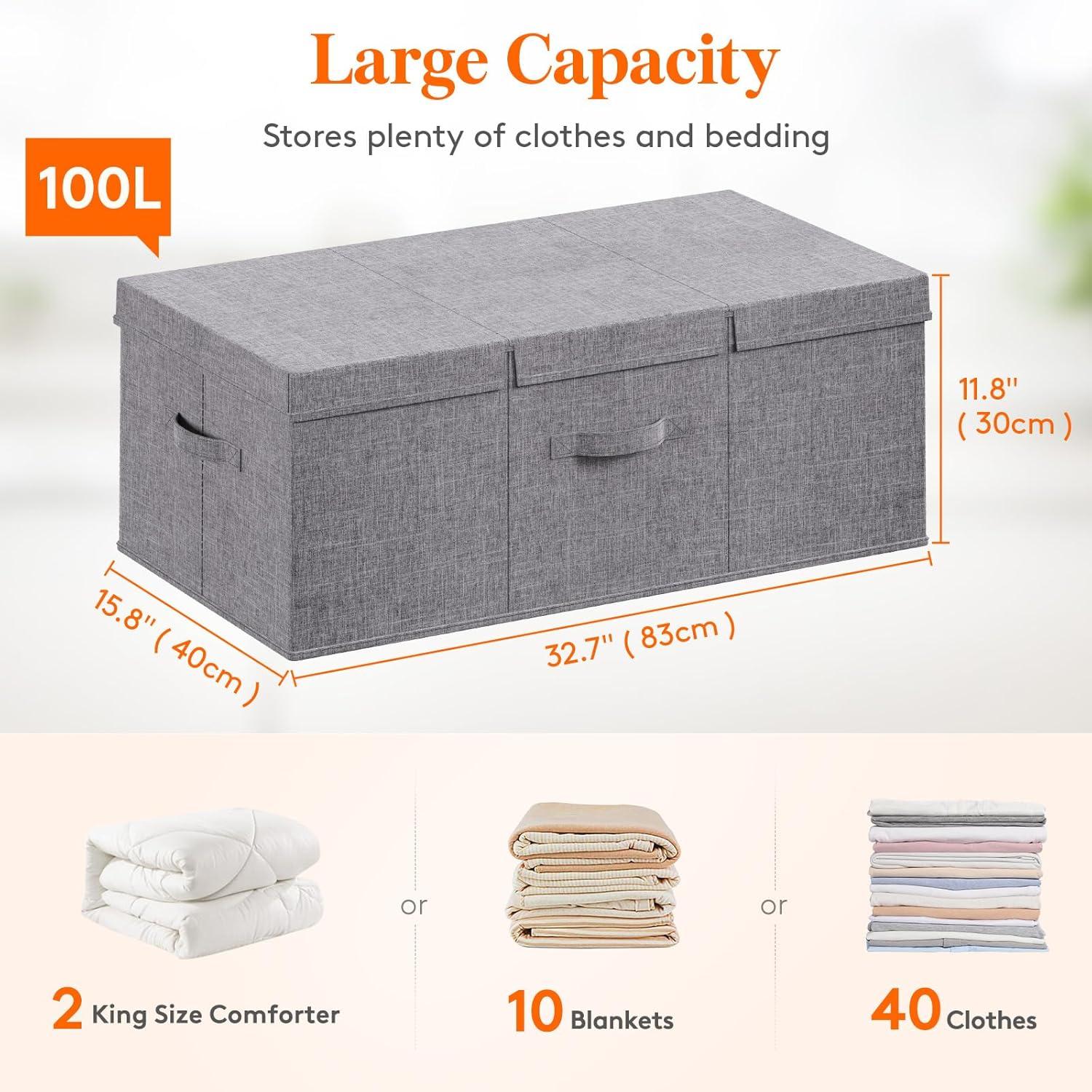 image:imageLifewit 80L Under Bed Storage Containers 98 Inch Tall Underbed Clothes Storage Organizer Bin with Sturdy Sidewalls Bottom 3 Lids Deep Storage Drawer for Clothes Shoes Blankets Pillows 2 Pack2