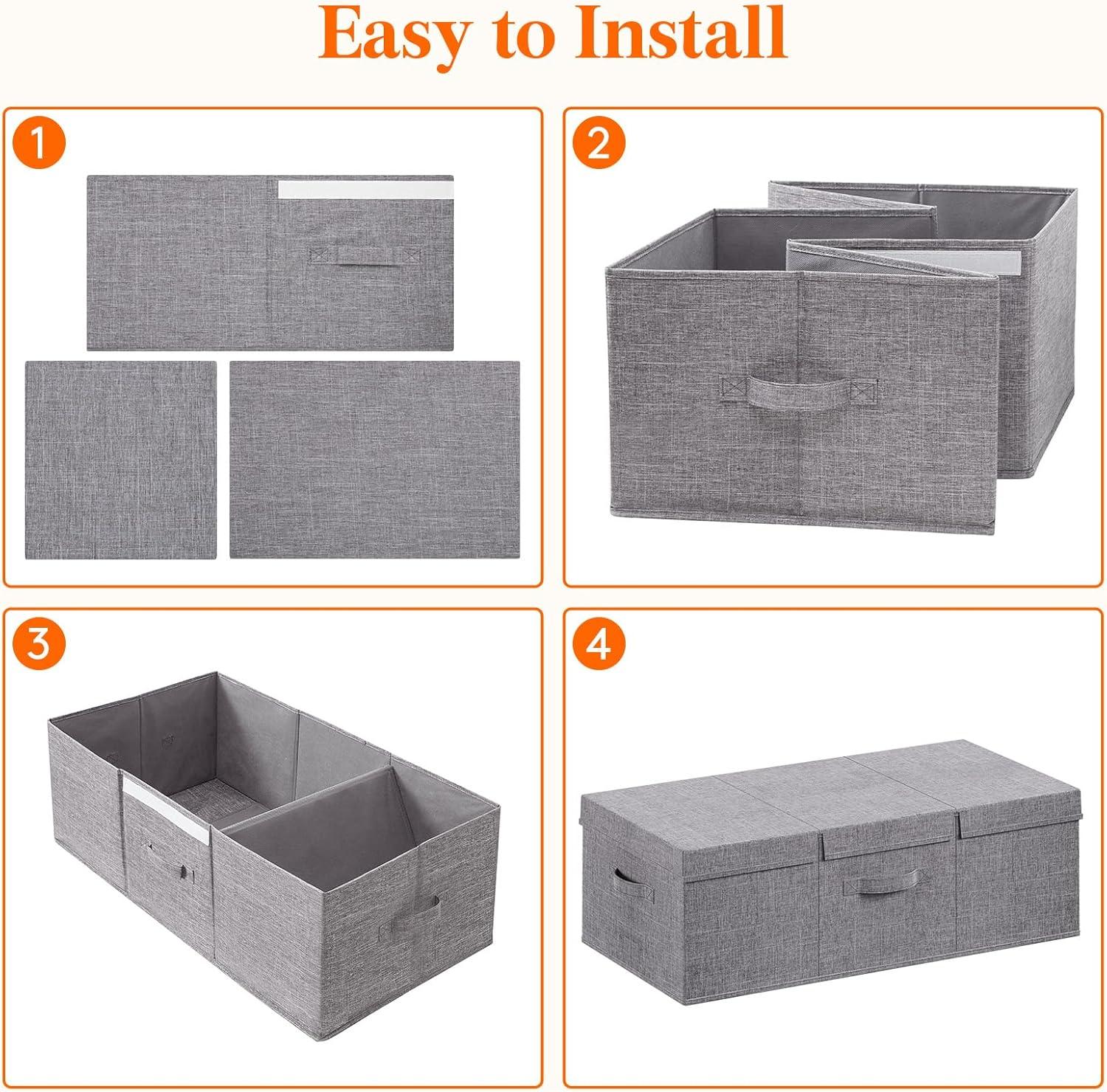 image:imageLifewit 80L Under Bed Storage Containers 98 Inch Tall Underbed Clothes Storage Organizer Bin with Sturdy Sidewalls Bottom 3 Lids Deep Storage Drawer for Clothes Shoes Blankets Pillows 2 Pack2