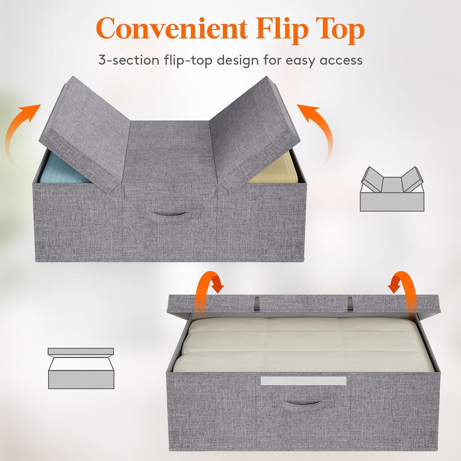 image:imageLifewit 80L Under Bed Storage Containers 98 Inch Tall Underbed Clothes Storage Organizer Bin with Sturdy Sidewalls Bottom 3 Lids Deep Storage Drawer for Clothes Shoes Blankets Pillows 2 Pack2