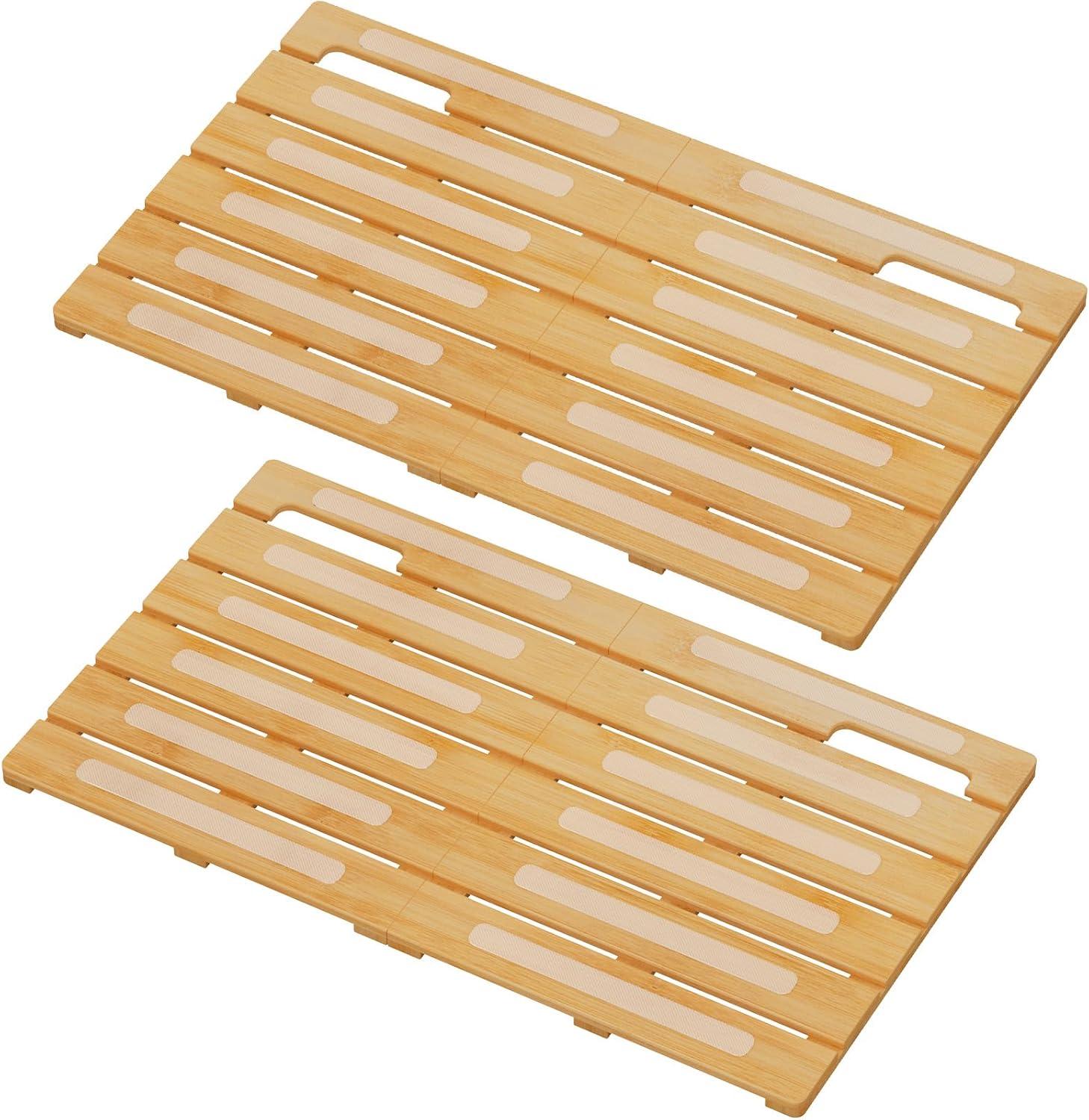 image:imageLifewit Bamboo Bath Mat for Non Slip Foldable Indoor amp Outdoor Floor Mat for BathroomWaterproof Shower Mat for Sauna Spa Pool Hold 300lbs 23 x 14 Wood 1 PcsWood