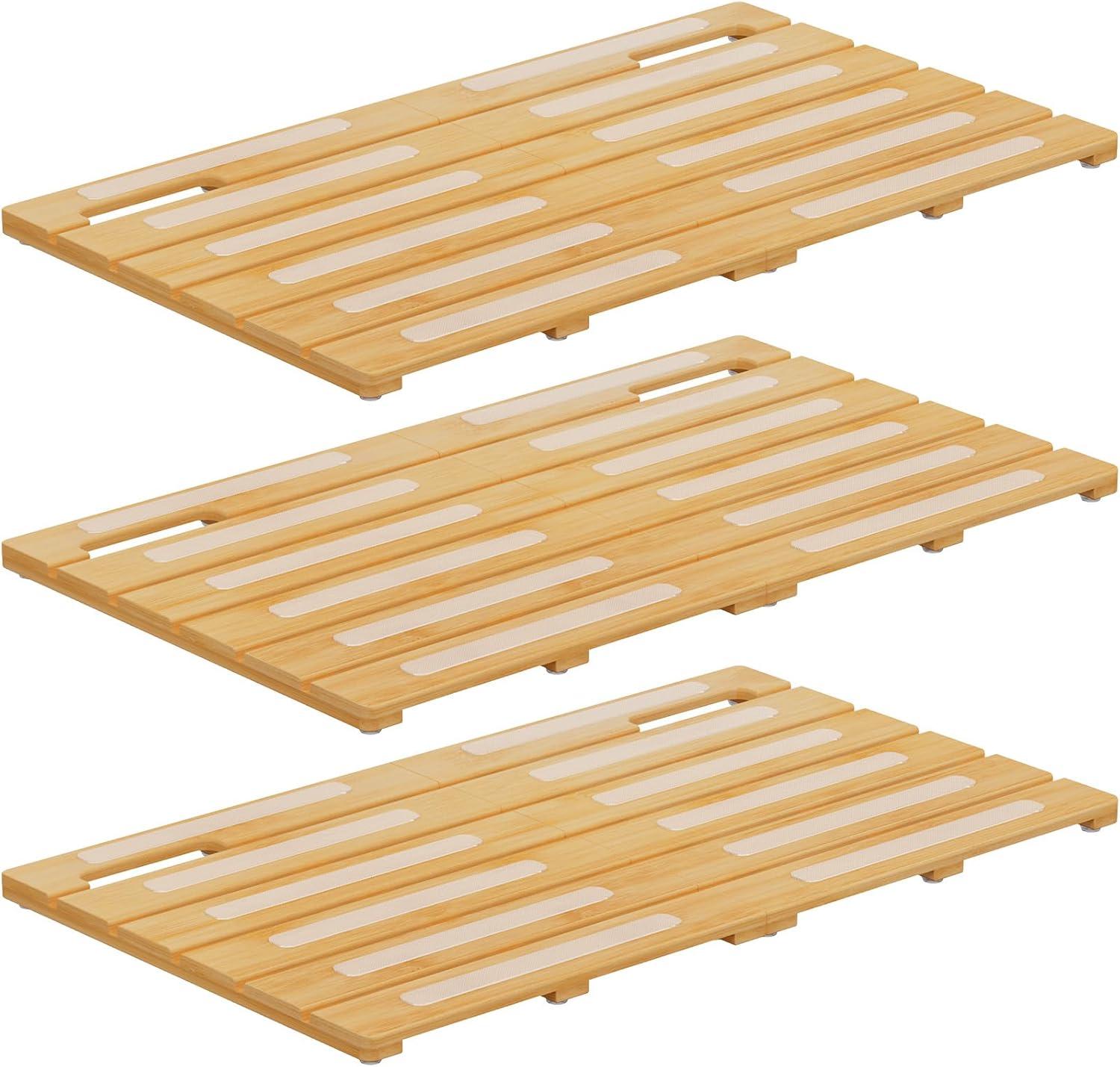 image:imageLifewit Bamboo Bath Mat for Non Slip Foldable Indoor amp Outdoor Floor Mat for BathroomWaterproof Shower Mat for Sauna Spa Pool Hold 300lbs 23 x 14 Wood 1 PcsWood