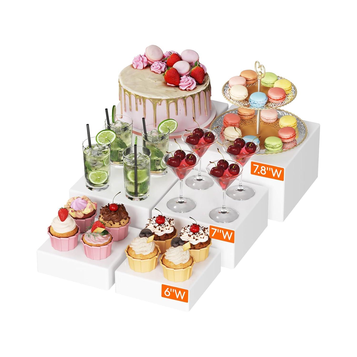 image:imageLifewit Buffet Risers and Stands Up to 78 Food Risers for Buffet Table Catering Dessert Cake Stand for Party Collectibles Jewelry Display Stand White Cube Boxes Nesting Risers 6 PCSWhite