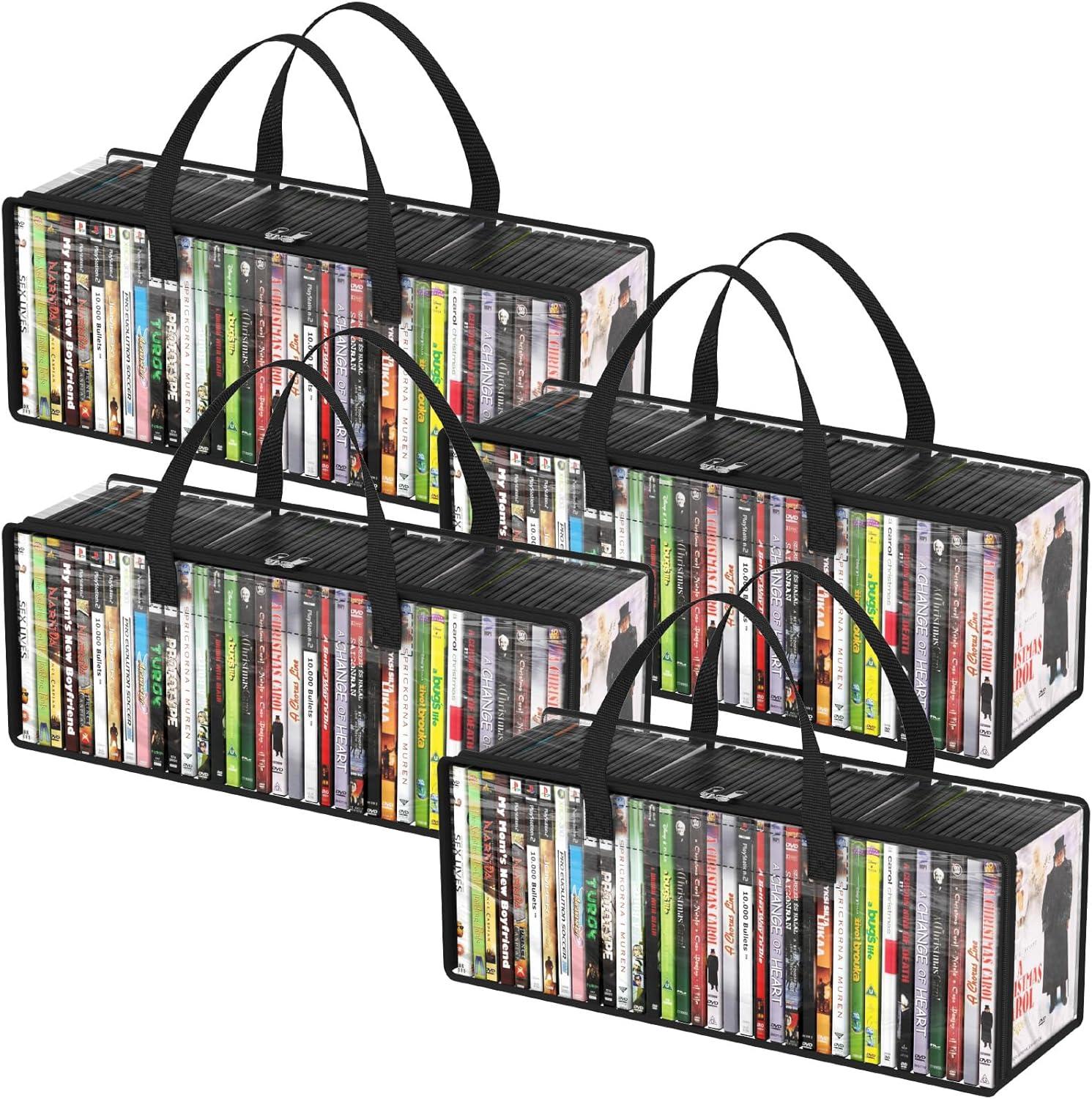 image:imageLifewit CD Storage Bags Clear PVC Plastic CD Case Holder with Handles Front Window Zipper Design Stackable Media Organizer Box for Albums Hold up to 100 Pcs CDs 50 Each 2 Pack4