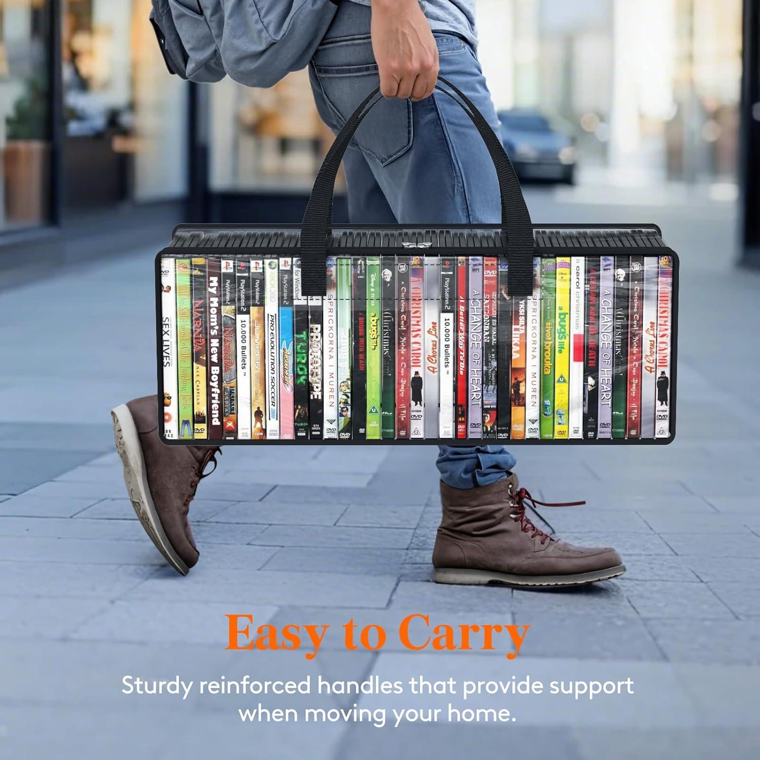 image:imageLifewit CD Storage Bags Clear PVC Plastic CD Case Holder with Handles Front Window Zipper Design Stackable Media Organizer Box for Albums Hold up to 100 Pcs CDs 50 Each 2 Pack4