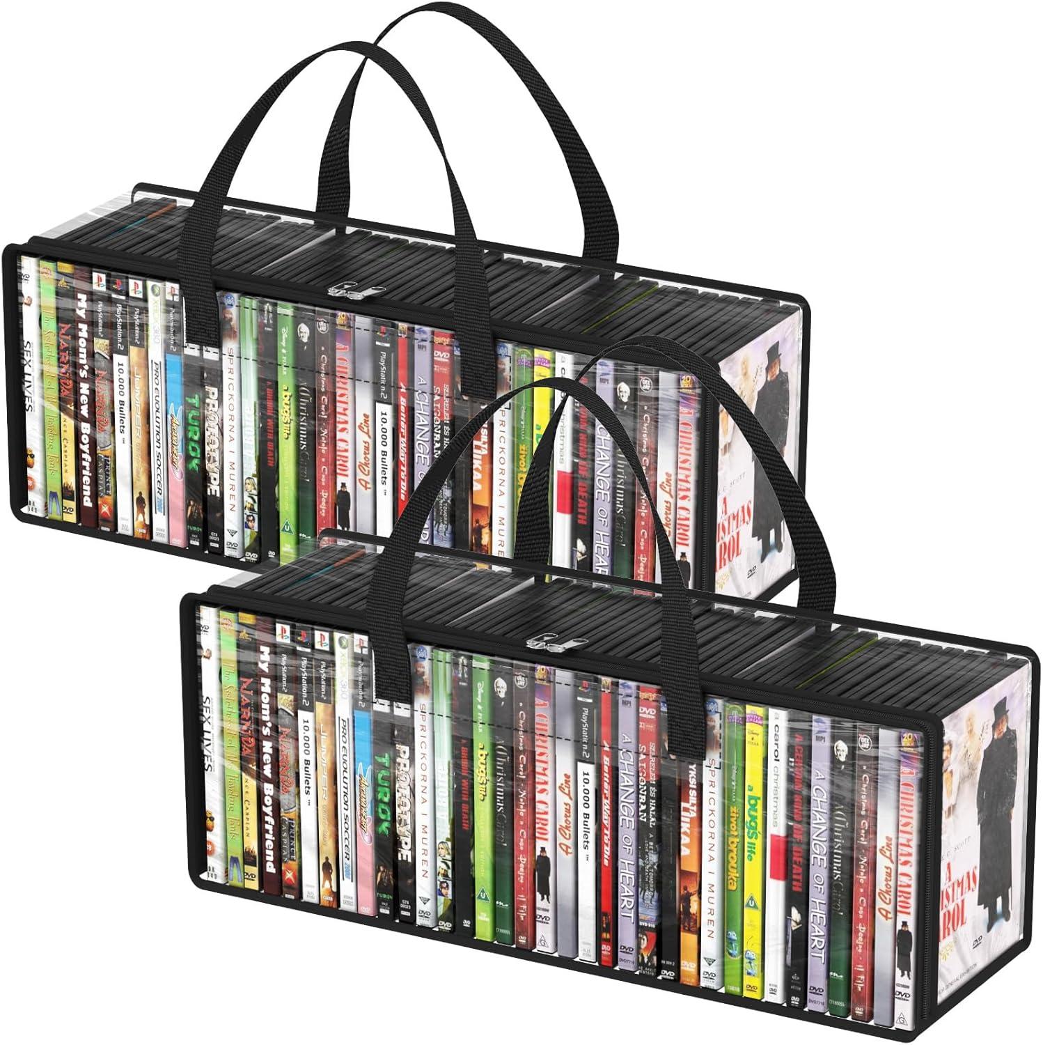 image:imageLifewit CD Storage Bags Clear PVC Plastic CD Case Holder with Handles Front Window Zipper Design Stackable Media Organizer Box for Albums Hold up to 100 Pcs CDs 50 Each 2 Pack2