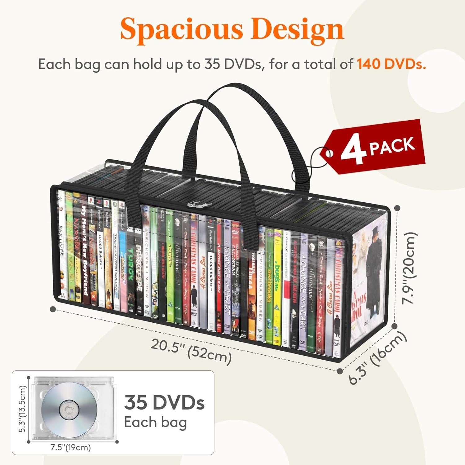 image:imageLifewit CD Storage Bags Clear PVC Plastic CD Case Holder with Handles Front Window Zipper Design Stackable Media Organizer Box for Albums Hold up to 100 Pcs CDs 50 Each 2 Pack4
