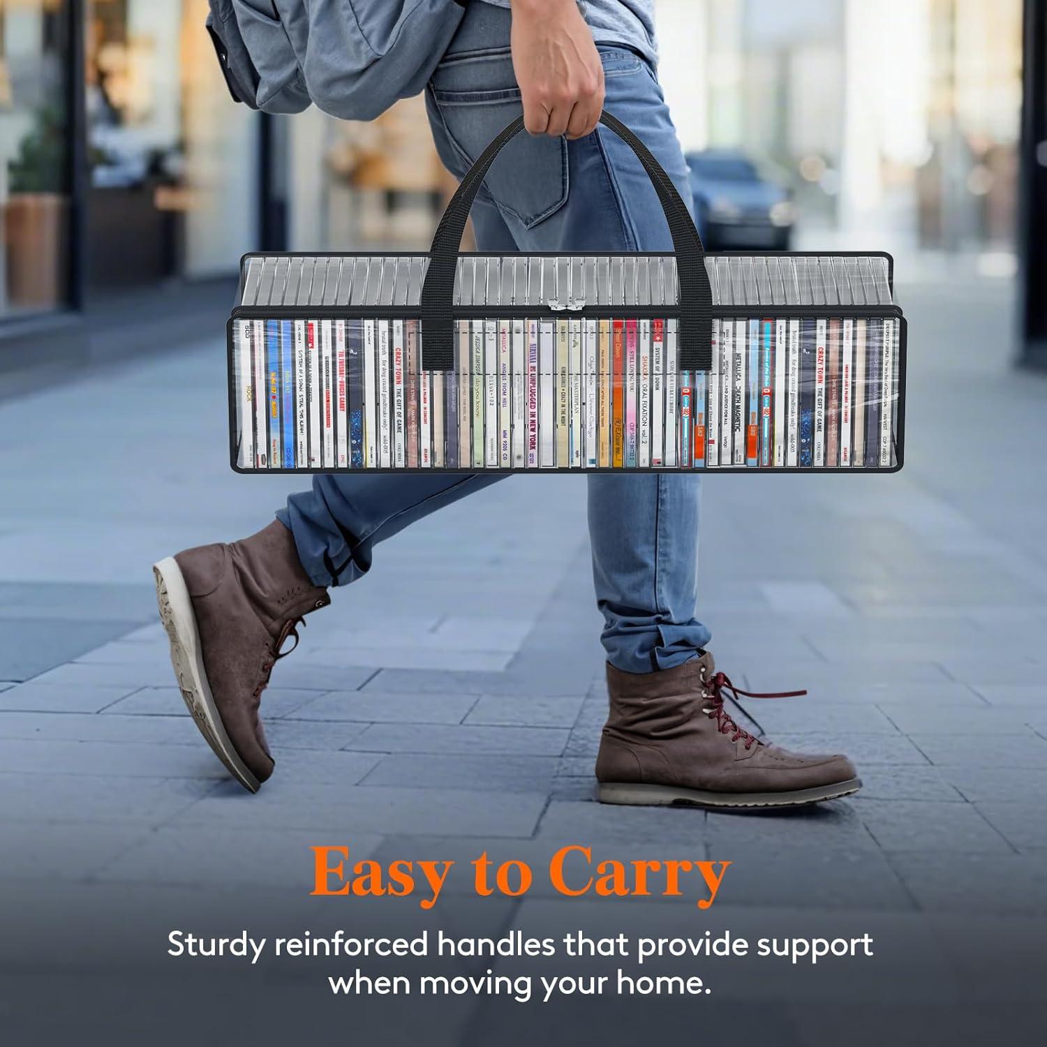 image:imageLifewit CD Storage Bags Clear PVC Plastic CD Case Holder with Handles Front Window Zipper Design Stackable Media Organizer Box for Albums Hold up to 100 Pcs CDs 50 Each 2 Pack6