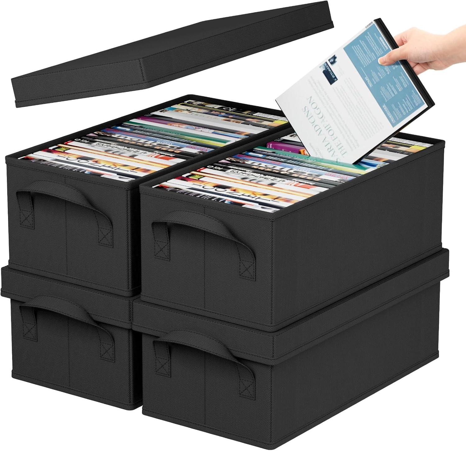 image:imageLifewit CD Storage Box Stackable CD Case Holder Organizer Foldable CDs Container with Lid Handles Media Organizer Bin for Albums 132 L x 59 W x 53 H Holds up to 120 PCS CDs 30 Each 4 Pack4