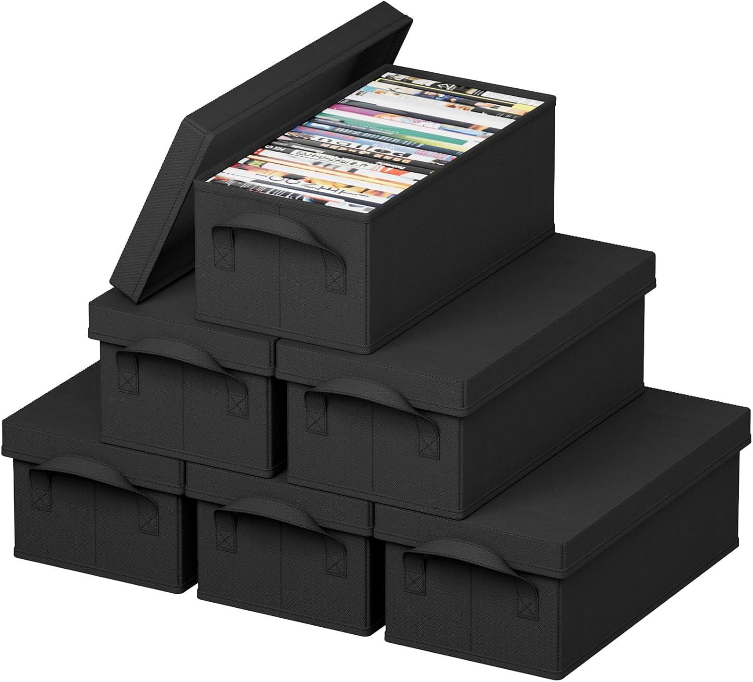 image:imageLifewit CD Storage Box Stackable CD Case Holder Organizer Foldable CDs Container with Lid Handles Media Organizer Bin for Albums 132 L x 59 W x 53 H Holds up to 120 PCS CDs 30 Each 4 Pack6