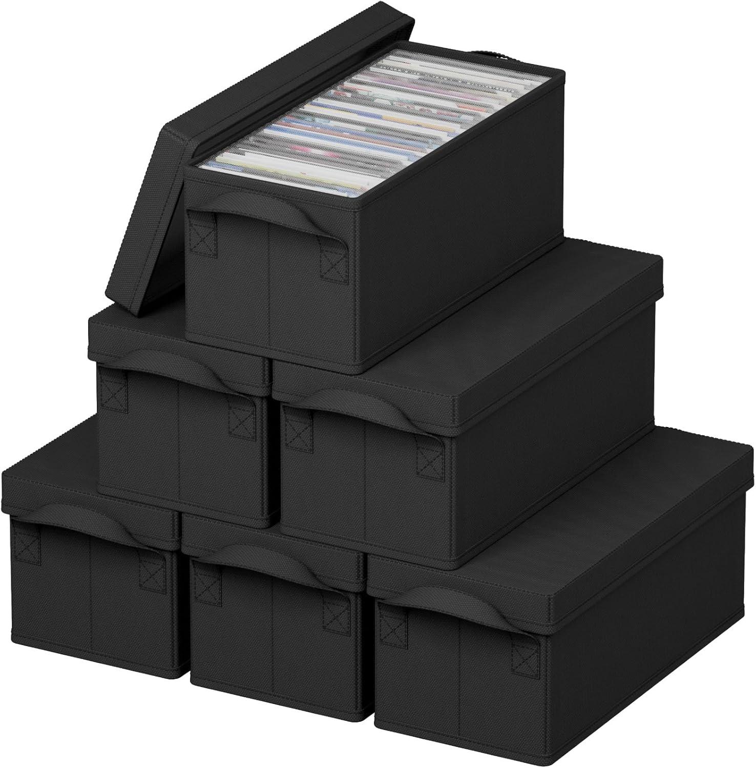 image:imageLifewit CD Storage Box Stackable CD Case Holder Organizer Foldable CDs Container with Lid Handles Media Organizer Bin for Albums 132 L x 59 W x 53 H Holds up to 120 PCS CDs 30 Each 4 Pack6