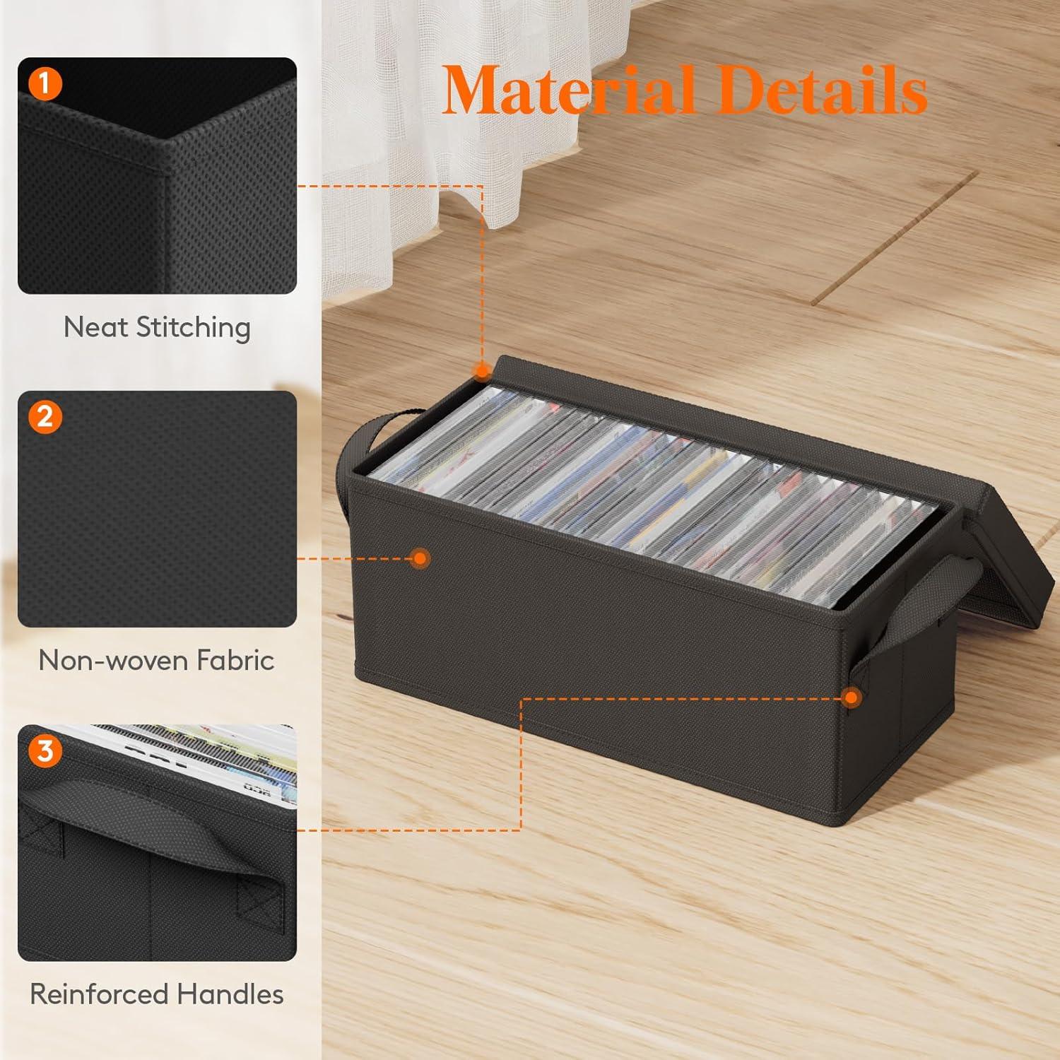 image:imageLifewit CD Storage Box Stackable CD Case Holder Organizer Foldable CDs Container with Lid Handles Media Organizer Bin for Albums 132 L x 59 W x 53 H Holds up to 120 PCS CDs 30 Each 4 Pack6
