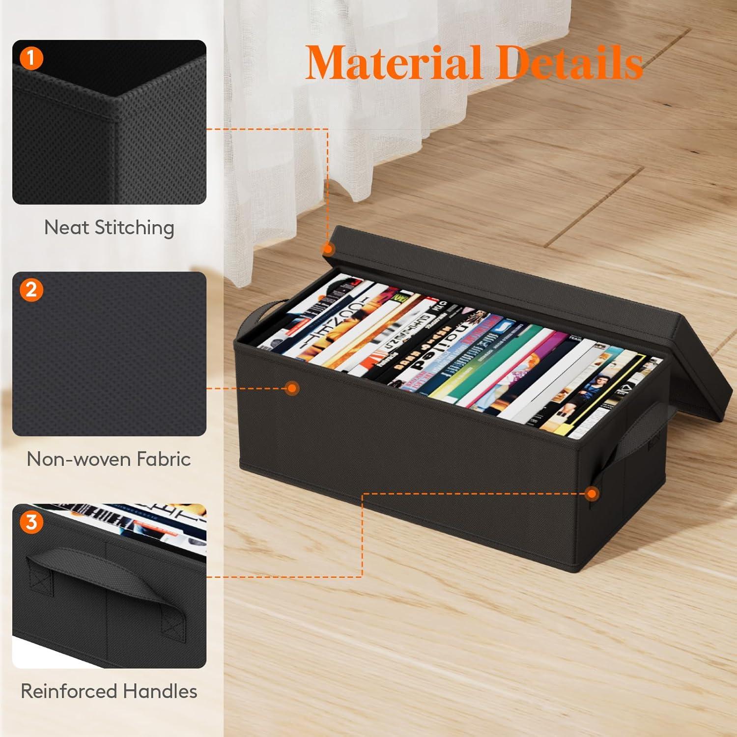 image:imageLifewit CD Storage Box Stackable CD Case Holder Organizer Foldable CDs Container with Lid Handles Media Organizer Bin for Albums 132 L x 59 W x 53 H Holds up to 120 PCS CDs 30 Each 4 Pack4