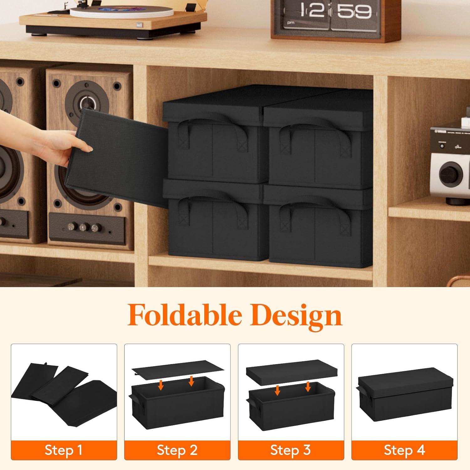 image:imageLifewit CD Storage Box Stackable CD Case Holder Organizer Foldable CDs Container with Lid Handles Media Organizer Bin for Albums 132 L x 59 W x 53 H Holds up to 120 PCS CDs 30 Each 4 Pack4