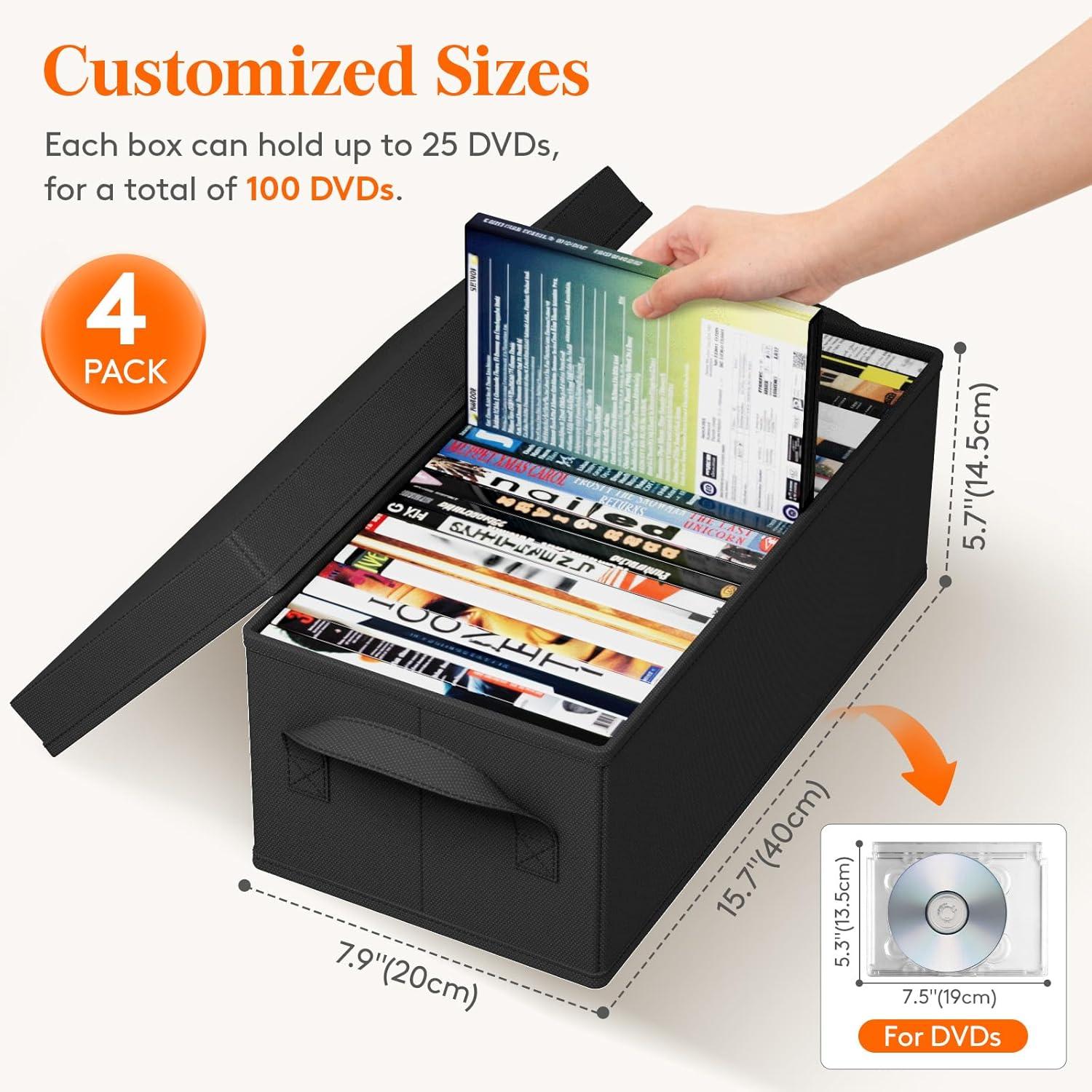 image:imageLifewit CD Storage Box Stackable CD Case Holder Organizer Foldable CDs Container with Lid Handles Media Organizer Bin for Albums 132 L x 59 W x 53 H Holds up to 120 PCS CDs 30 Each 4 Pack4
