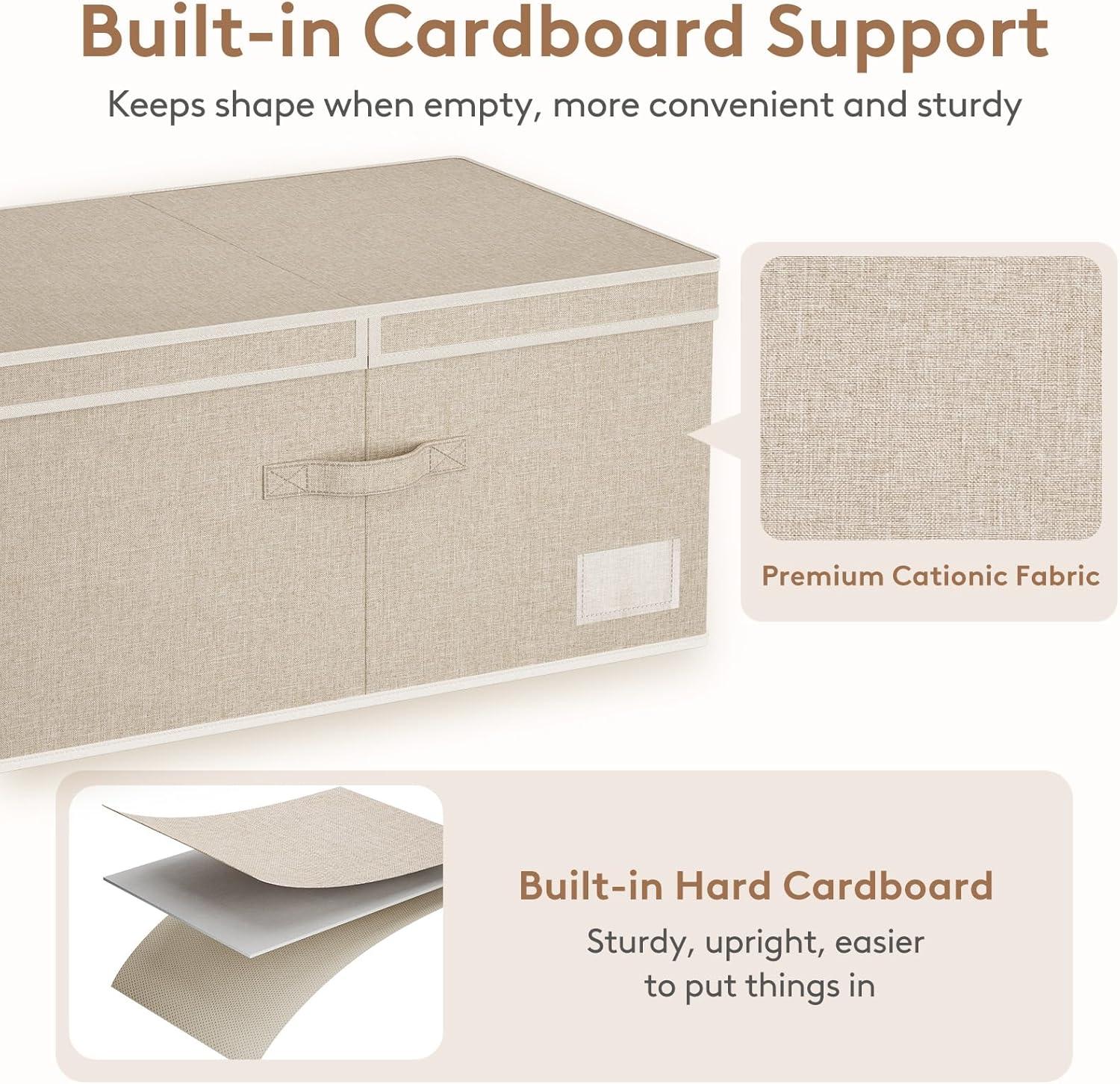 image:imageLifewit Clothes Storage Bins with Lids Fabric Foldable Storage Boxes with Handles Decorative Closet Organizer Stackable Cube Baskets Container for Bedroom Office 345L Large Beige 2 Packs3