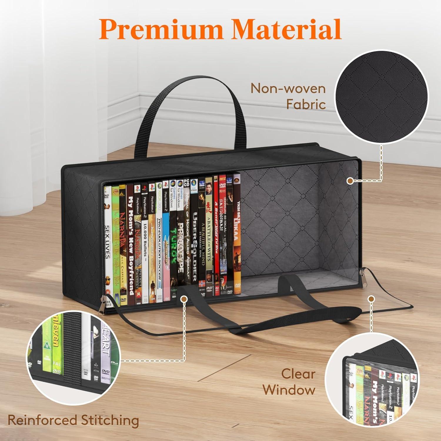 image:imageLifewit DVD Storage Bags 6 Pack Clear PVC Plastic DVD Organizer with Handles and Zipper Media Holder for Blu Ray Disc Movie Cases VHS Box Video Game Disks Albums Holds 240 Pcs DVDs 40 Each205L x 71W x 91H for DVD