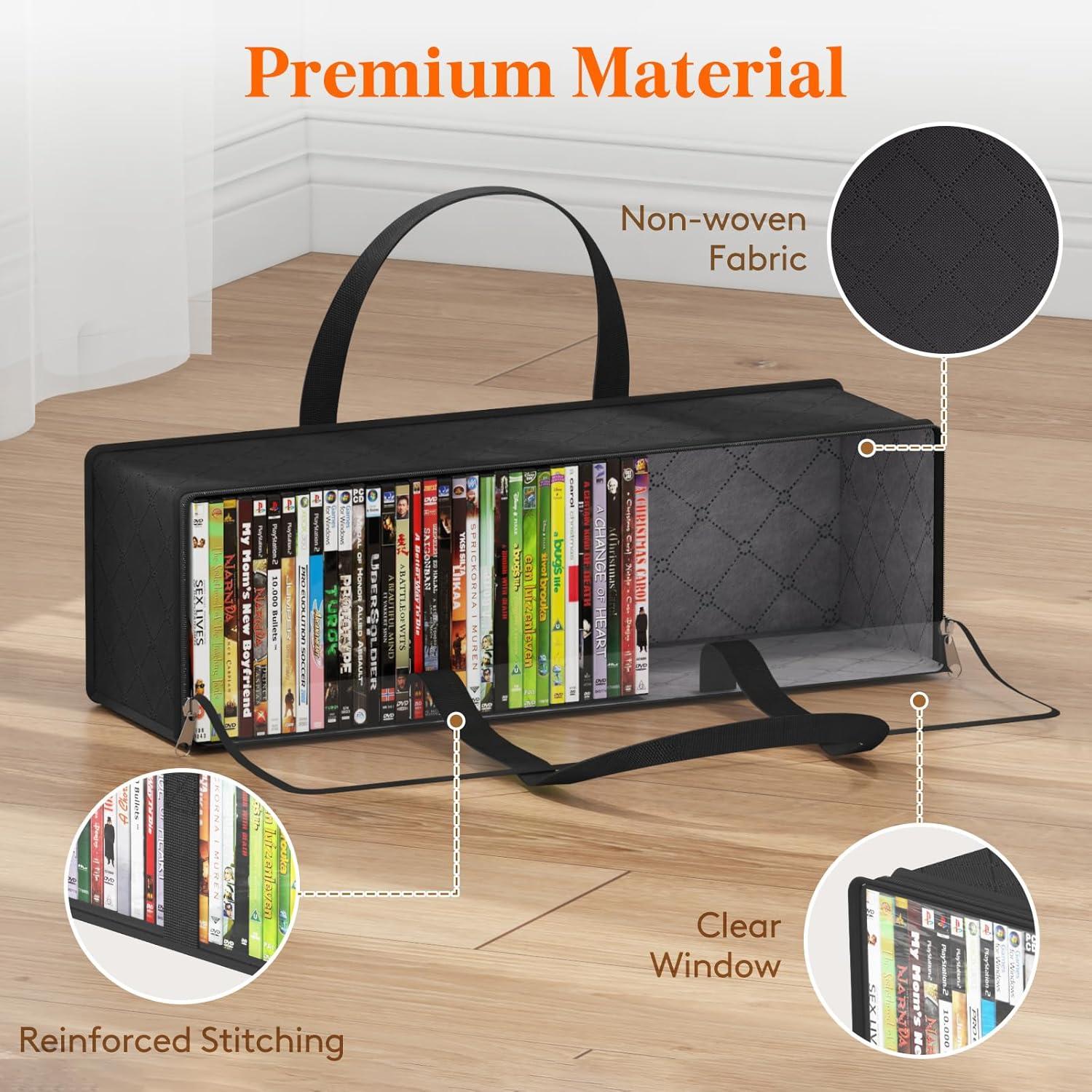 image:imageLifewit DVD Storage Bags 6 Pack Clear PVC Plastic DVD Organizer with Handles and Zipper Media Holder for Blu Ray Disc Movie Cases VHS Box Video Game Disks Albums Holds 240 Pcs DVDs 40 Each213L x 63W x 59H for CD